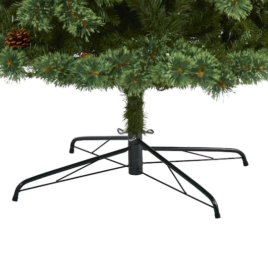 9ft. Pre-Lit White Mountain Pine & Pinecones Artificial Christmas Tree with Clear LED Lights